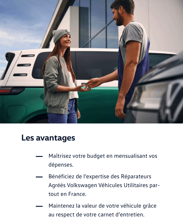 VW visuel contrat dentretien avantage
